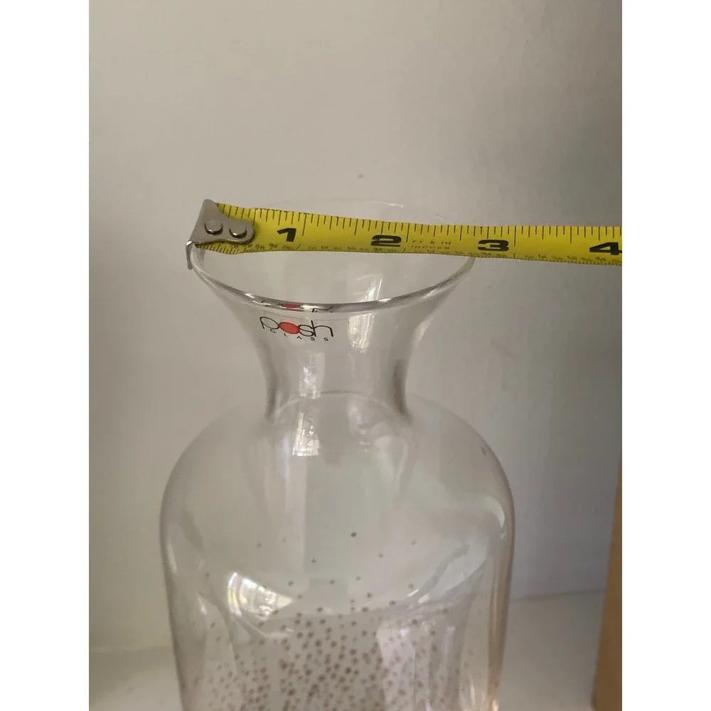 Posh Glass Gold Confetti Dot Carafe Vase Clear Gold Ombre Decanter 10.5 Inch